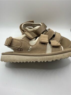 UGG Kids Beige Suede Open-Toe Sport Sandals